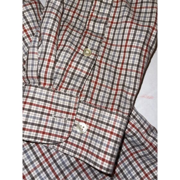 Van Heusen Shirt Button Down Collar Lg Slv Brown Plaid L (16-16.5)‎  A37 - Picture 3 of 7